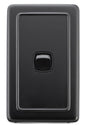 Switch Flat Plate Rocker 1 Gang Matt Black H115xW72mm