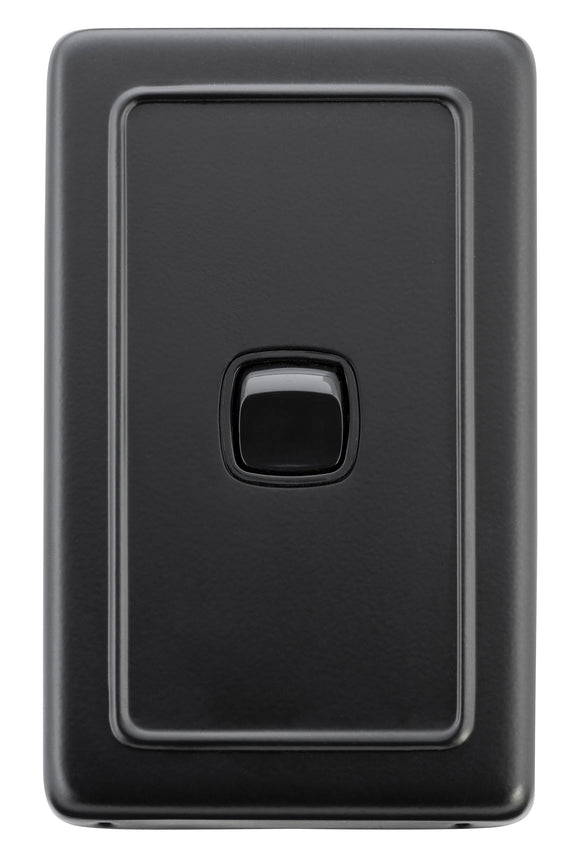 Switch Flat Plate Rocker 1 Gang Matt Black H115xW72mm