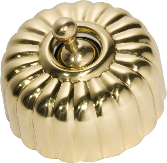 Switch Fluted Polished Brass D55xP40mm