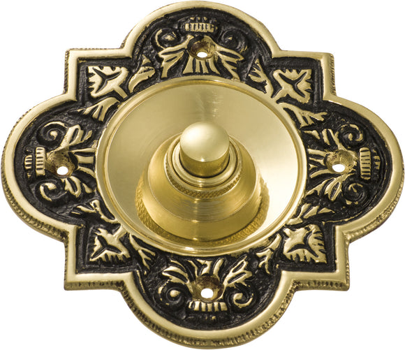 Bell Press Ornate Polished Brass H90xW90mm