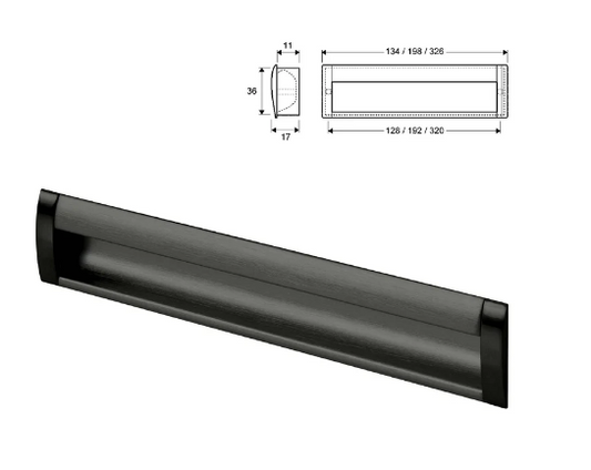 ELITE INSET HOLE CENTRE 128MM & 192MM SATIN BLACK