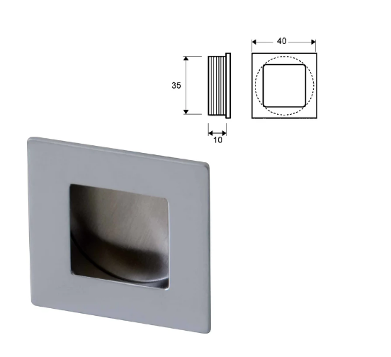ELITE ROUND / SQUARE PULL HANDLE LENGTH : 40mm x WIDTH :40mm x DEPTH :10mm - SATIN CHROME & BRUSHED NICKEL
