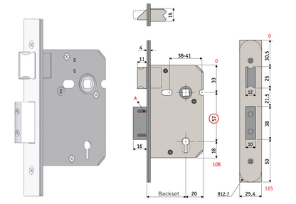 Sylvan 5 Lever Security Mortice Lock 2.5" & 3" - Antiq Brass ,Polished Brass & Stainless steel