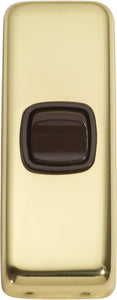 Switch Flat Plate Rocker 1 Gang Brown Polished Brass H82xW30mm