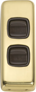 Switch Flat Plate Rocker 2 Gang Brown Polished Brass H82xW30mm