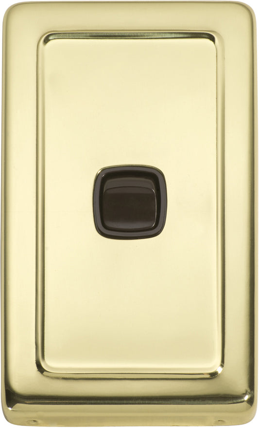 Switch Flat Plate Rocker 1 Gang Brown Polished Brass H115xW72mm