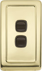 Switch Flat Plate Rocker 2 Gang Brown Polished Brass H115xW72mm