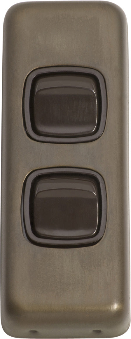 Switch Flat Plate Rocker 2 Gang Brown Antique Brass H82xW30mm