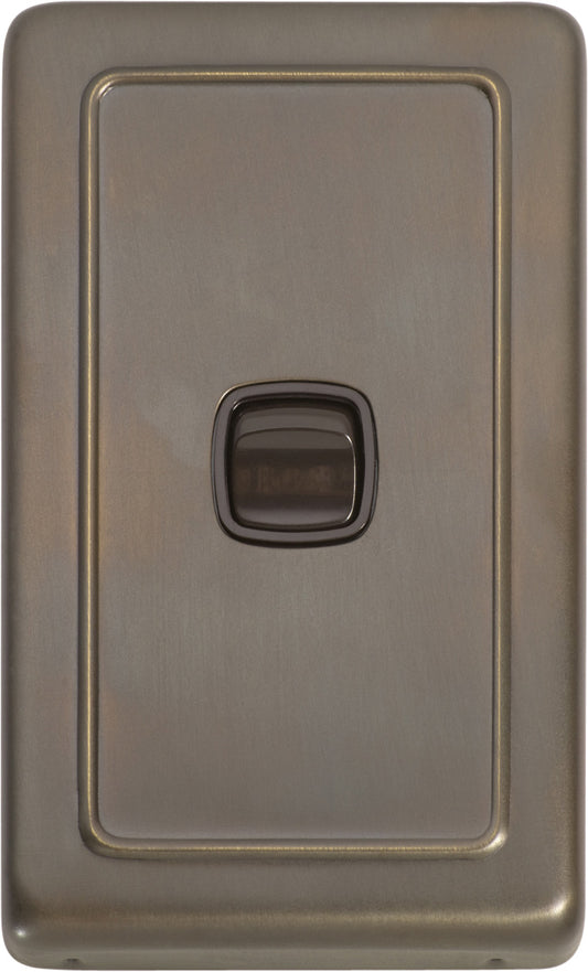 Switch Flat Plate Rocker 1 Gang Brown Antique Brass H115xW72mm