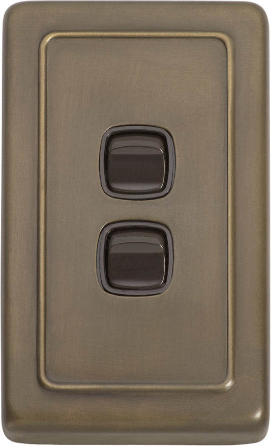 Switch Flat Plate Rocker 2 Gang Brown Antique Brass H115xW72mm