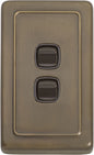 Switch Flat Plate Rocker 2 Gang Brown Antique Brass H115xW72mm