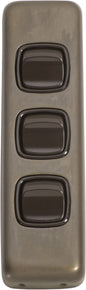 Switch Flat Plate Rocker 3 Gang Brown Antique Brass H108xW30mm