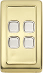 Switch Flat Plate Rocker 4 Gang White Polished Brass H115xW72mm