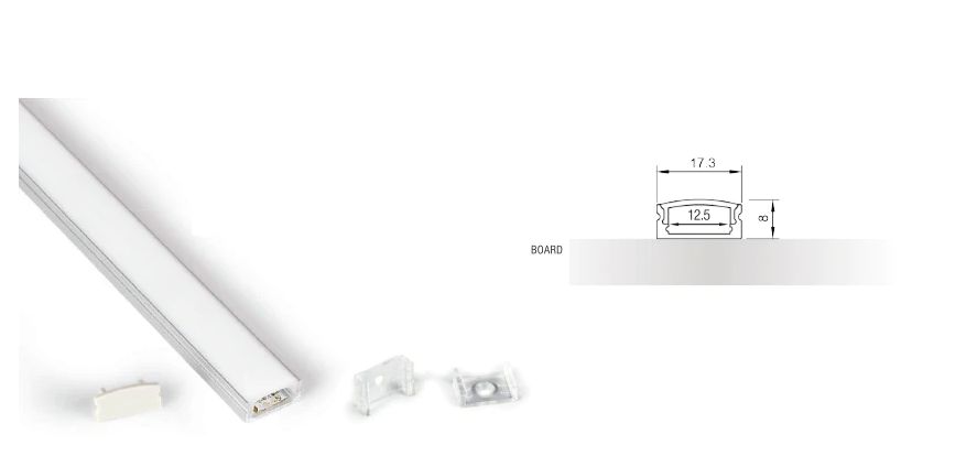 ELITE LEDA LED 7MM SURFACE MOUNT EXTRUSION FINISH  SILVER