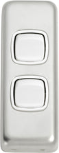 Switch Flat Plate Rocker 2 Gang White Satin Chrome H82xW30mm