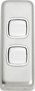 Switch Flat Plate Rocker 2 Gang White Satin Chrome H82xW30mm