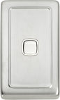 Switch Flat Plate Rocker 1 Gang White Satin Chrome H115xW72mm