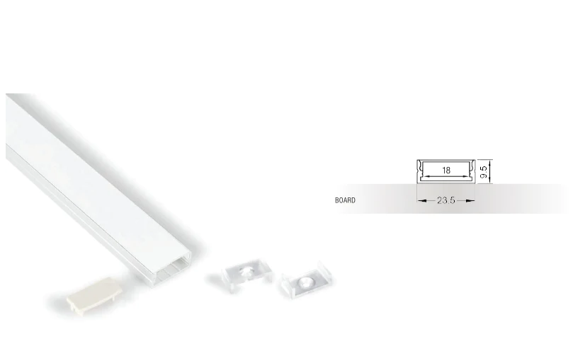 ELITE EOS LED STRIP 9.5MM SURFACE MOUNT EXTRUSION FINISH SILVER