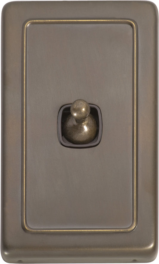 Switch Flat Plate Toggle 1 Gang Brown Antique Brass H115xW72mm