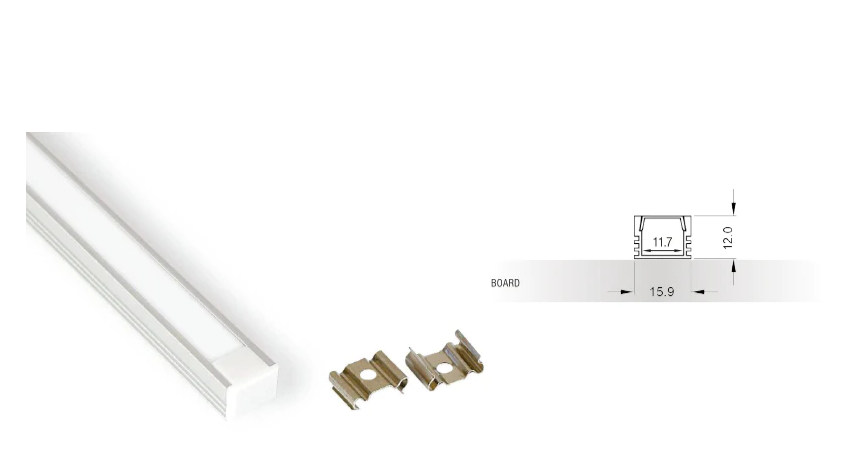 ELITE ELISA LED STRIP 12MM SURFACE MOUNT EXTRUSIONV FINISH SILVER