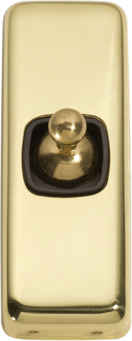Switch Flat Plate Toggle 1 Gang Brown Polished Brass H82xW30mm