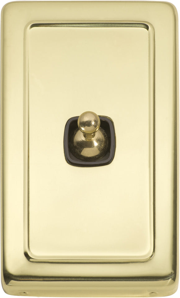Switch Flat Plate Toggle 1 Gang Brown Polished Brass H115xW72mm