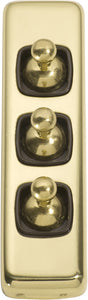 Switch Flat Plate Toggle 3 Gang Brown Polished Brass H108xW30mm