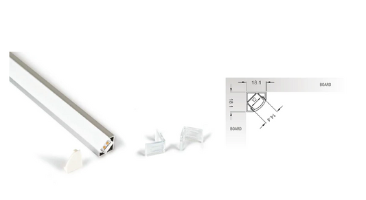 ELITE NERI LED STRIP 18.5MM CORNER SURFACE MOUNT EXTRUSION FINISH SILVER