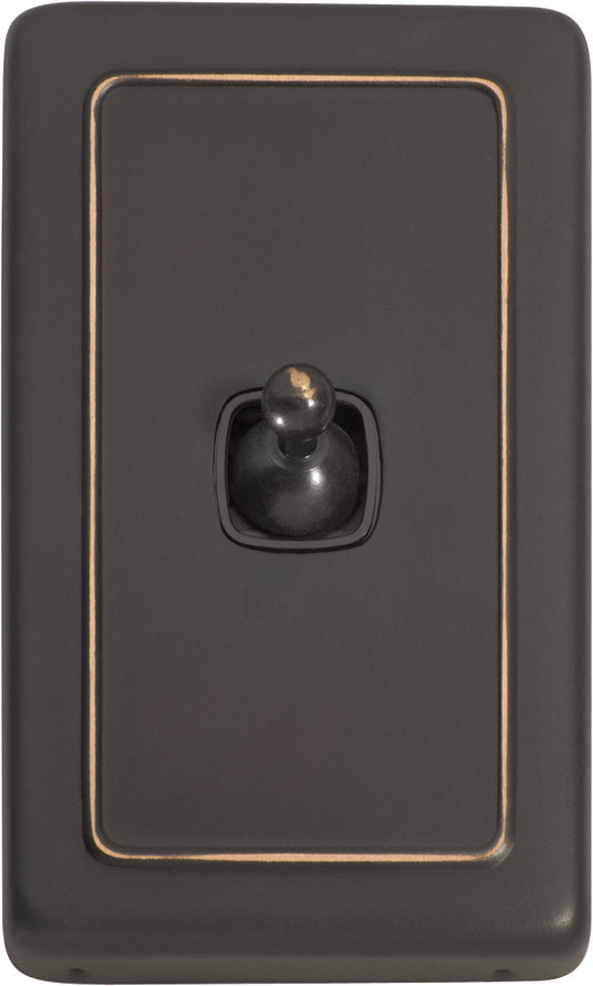 Switch Flat Plate Toggle 1 Gang Brown Antique Copper H115xW72mm