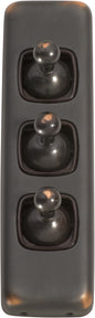 Switch Flat Plate Toggle 3 Gang Brown Antique Copper H108xW30mm