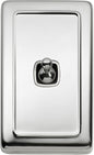 Switch Flat Plate Toggle 1 Gang White Chrome Plated H115xW72mm