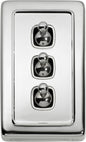 Switch Flat Plate Toggle 3 Gang White Chrome Plated H115xW72mm
