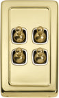 Switch Flat Plate Toggle 4 Gang White Polished Brass H115xW72mm