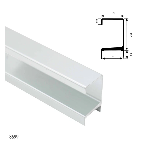 ELITE COSIMA CLIP ON G PROFILE LENGTH 3MTR ,HEIGHT : 29.5mm ,WIDTH : 18mm - MATT CHROME & MIRROR NICKEL