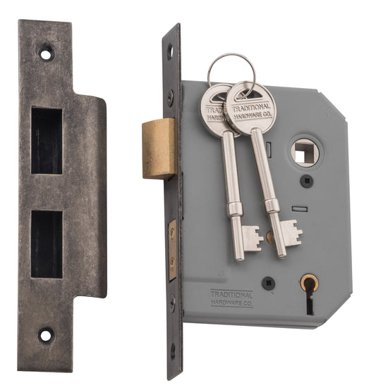 Mortice Lock 5 Lever Rumbled Nickel CTC57mm Backset 57mm