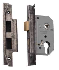 Mortice Lock Euro Rebated Rumbled Nickel CTC47.5mm Backset 46mm