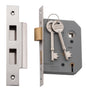 Mortice Lock 5 Lever Polished Nickel CTC57mm Backset 57mm