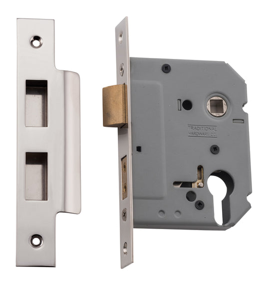 Mortice Lock Euro Polished Nickel CTC47.5mm Backset 57mm