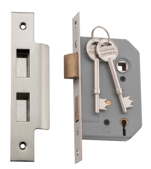 Mortice Lock 5 Lever Satin Nickel CTC57mm Backset 46mm