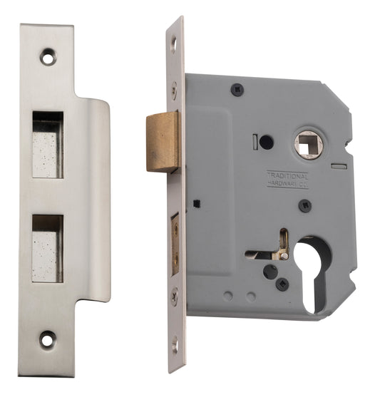 Mortice Lock Euro Satin Nickel CTC47.5mm Backset 57mm