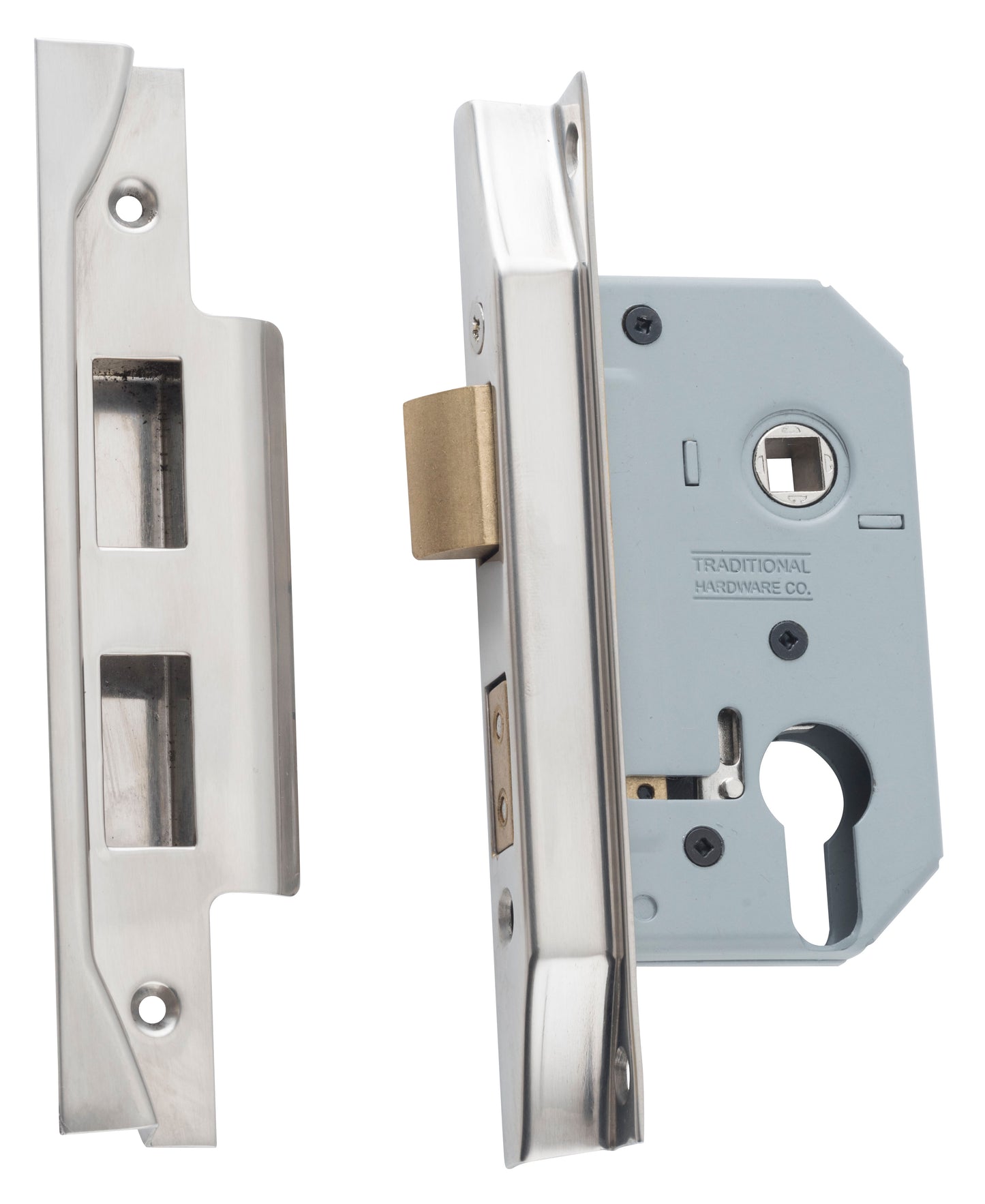 Mortice Lock Euro Rebated Satin Nickel CTC47.5mm Backset 46mm