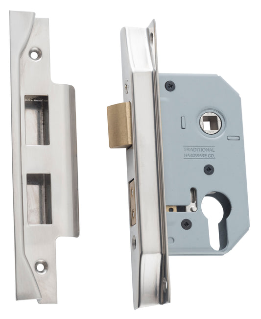 Mortice Lock Euro Rebated Satin Nickel CTC47.5mm Backset 46mm
