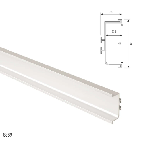ELITE APOLLO CENTRE HANDLE PROFILE LENGTH : 3MTR ,HEIGHT : 56mm ,WIDTH : 19mm - MATT CHROME ,SATIN BLACK & ARCTIC WHITE
