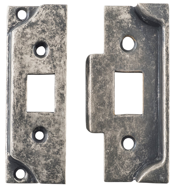 Tube Latch Split Cam Face Plate & Striker Kit Rebated Rumbled Nickel H95xW38mm