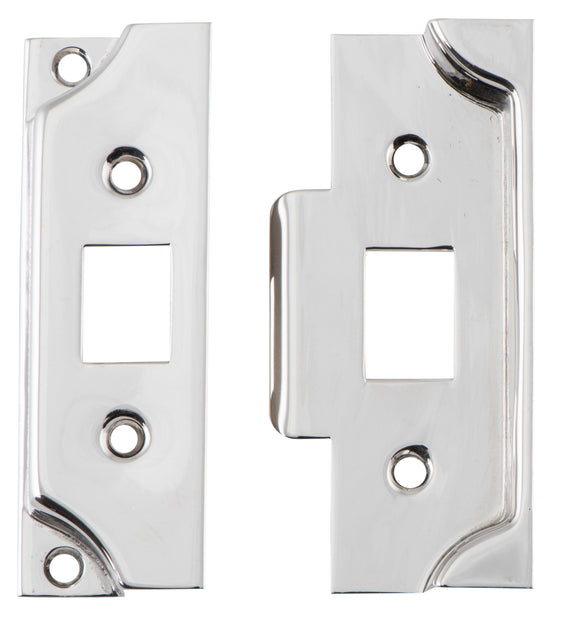 Tube Latch Split Cam Face Plate & Striker Kit Rebated Polished Nickel H95xW38mm