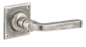 Door Lever Menton Square Rose Pair Rumbled Nickel H60xW60xP70mm