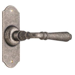 Door Lever Reims Latch Pair Rumbled Nickel H110xW40xP70mm