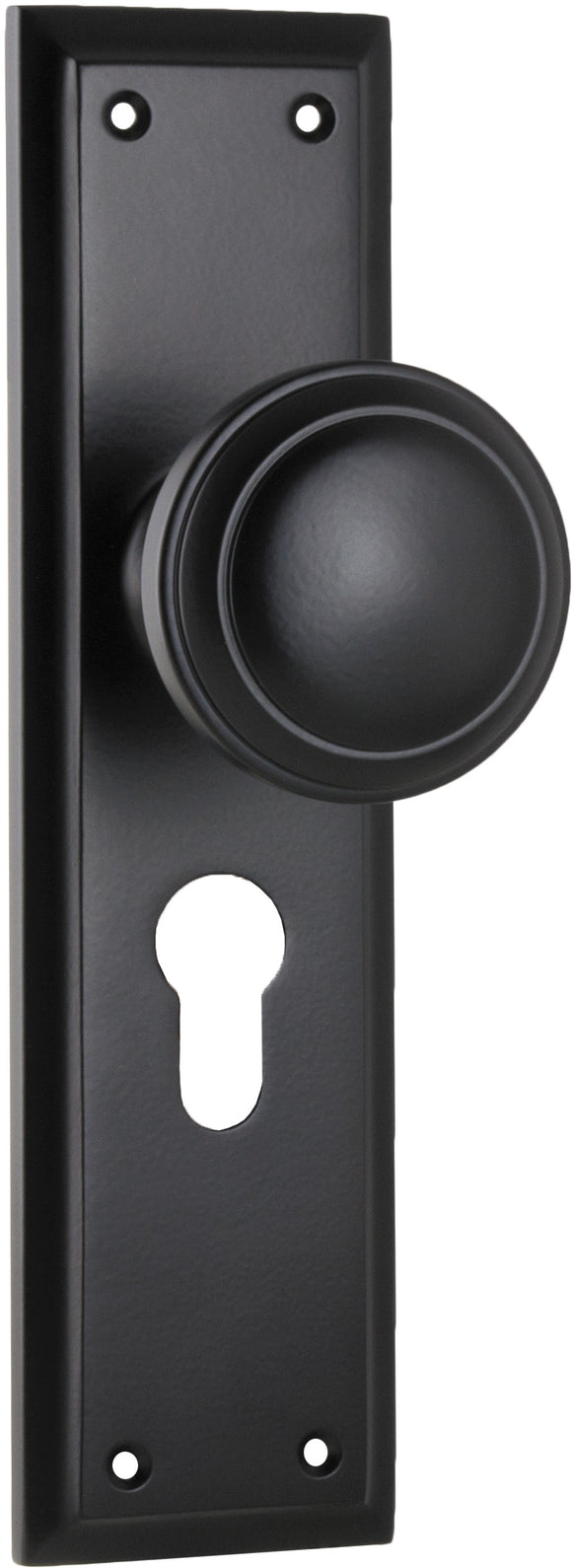 Door Knob Milton Euro Pair Matt Black H200xW50xP73mm