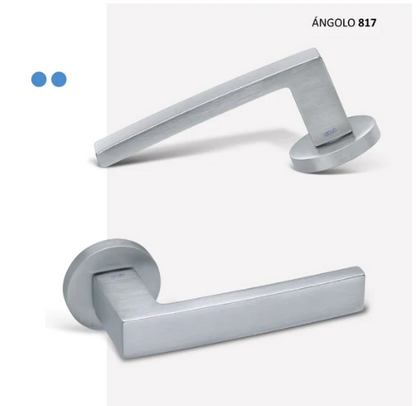 Groel 817 Angolo Round Door Handle Set Finish Available In 4 Colours :  Brushed Satin Chrome ,Black ,Graphite (Bronze) ,Inox Tech