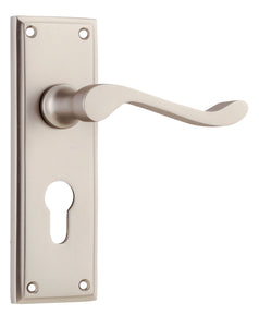 Door Lever Camden Euro Pair Satin Nickel H152xW50xP60mm